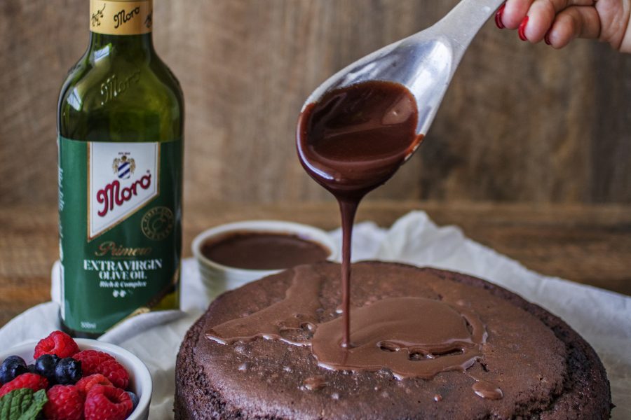 Vegan Chocolate Olive Oil Cake with Chocolate Olive Oil Sauce