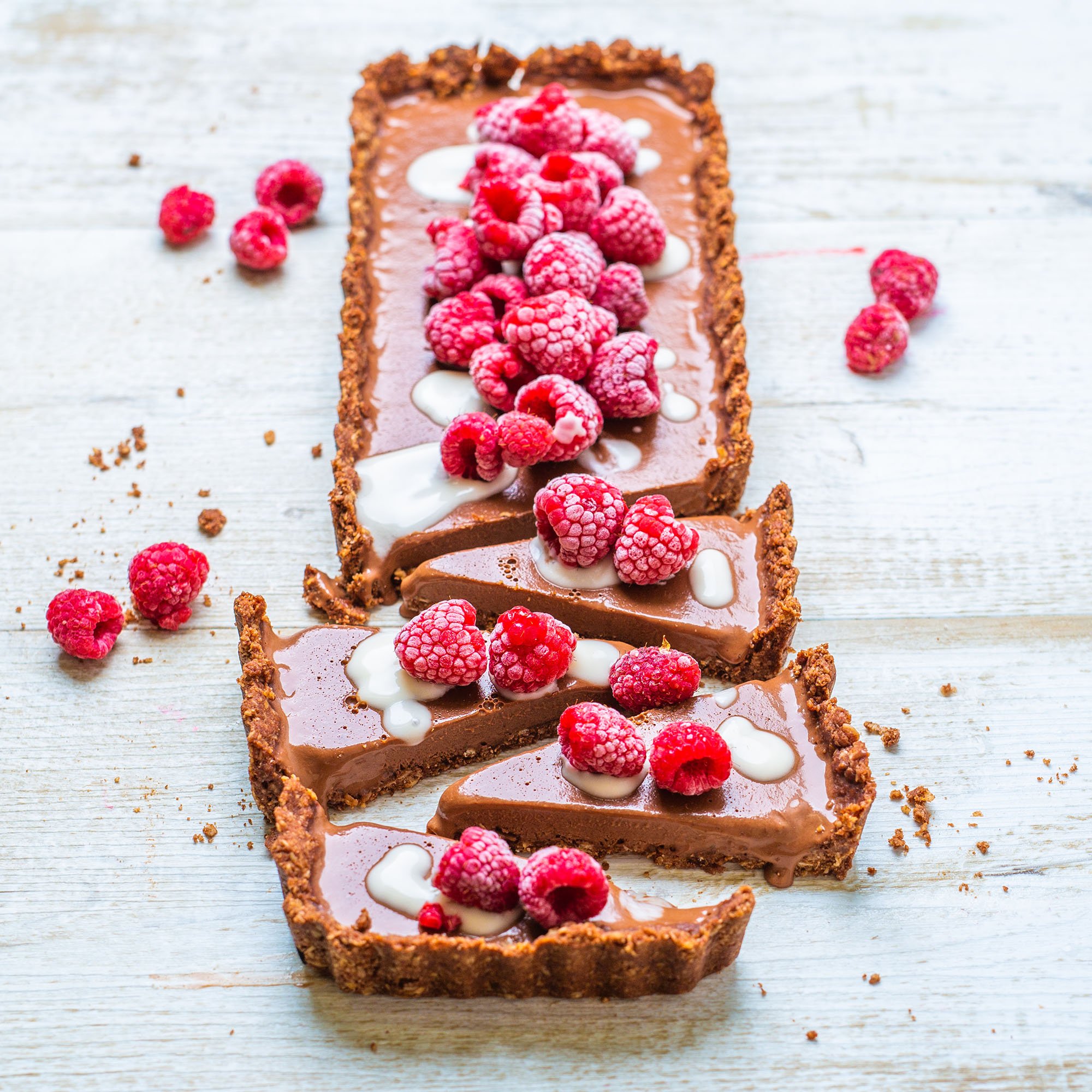 Vegan Chocolate Almond Tart with Raspberries