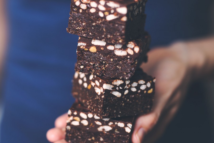 Mostly Raw Peanut Butter Brownie Crunch Bars