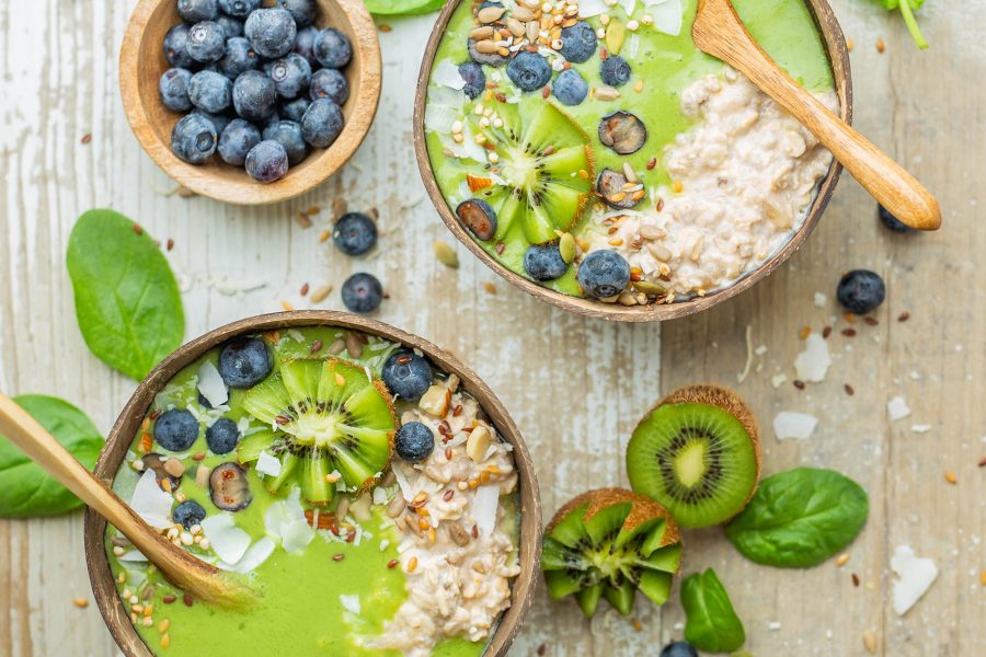 Tropical Dairy Free Green Smoothie Oatmeal Bowl