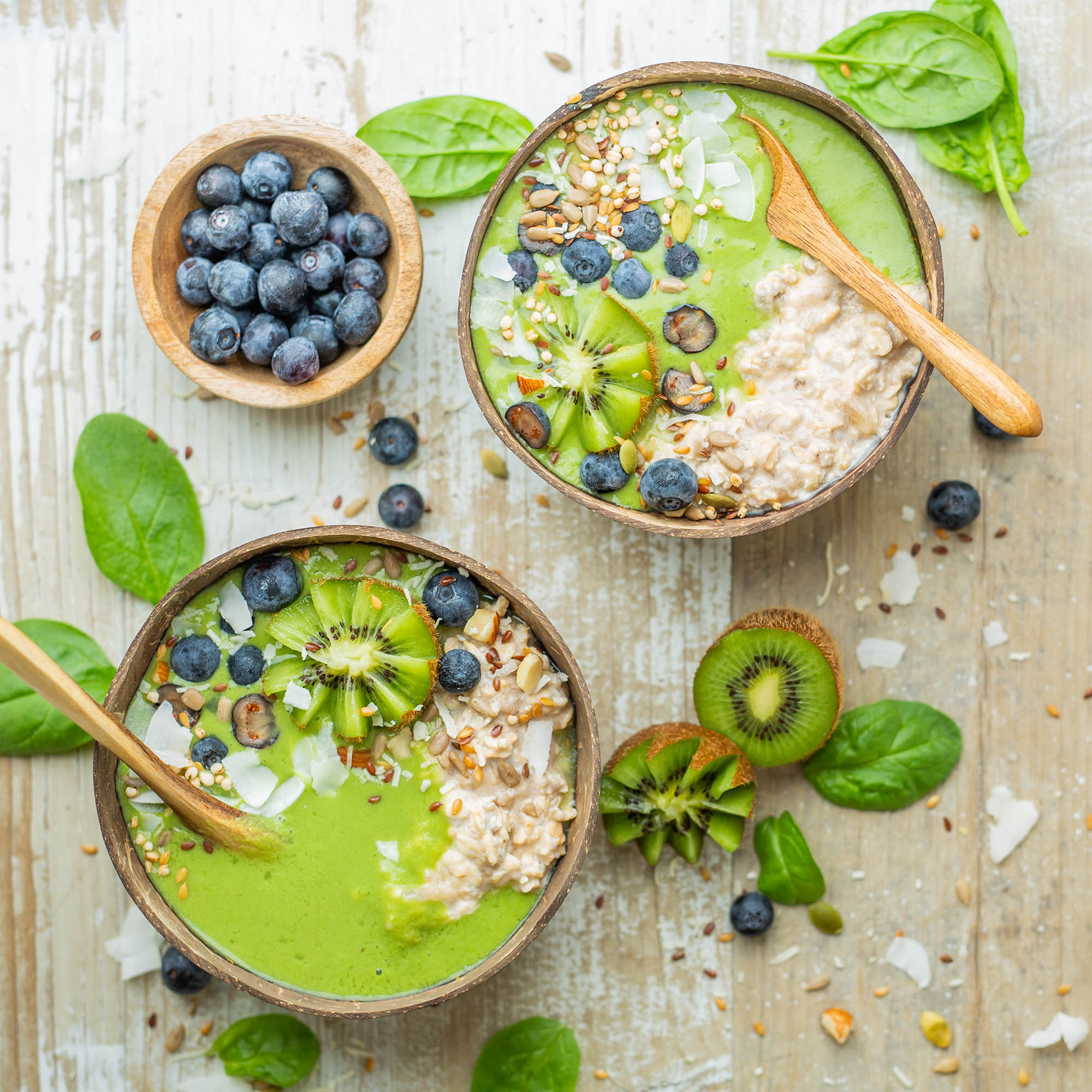 Tropical Dairy Free Green Smoothie Oatmeal Bowl