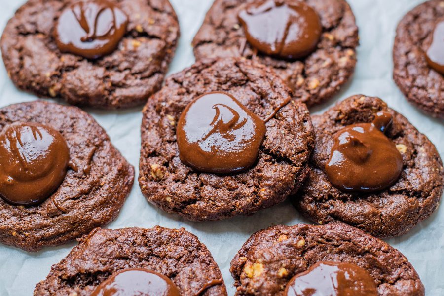 Vegan Gluten-free Chocolate Hazelnut Thumbprint Cookies