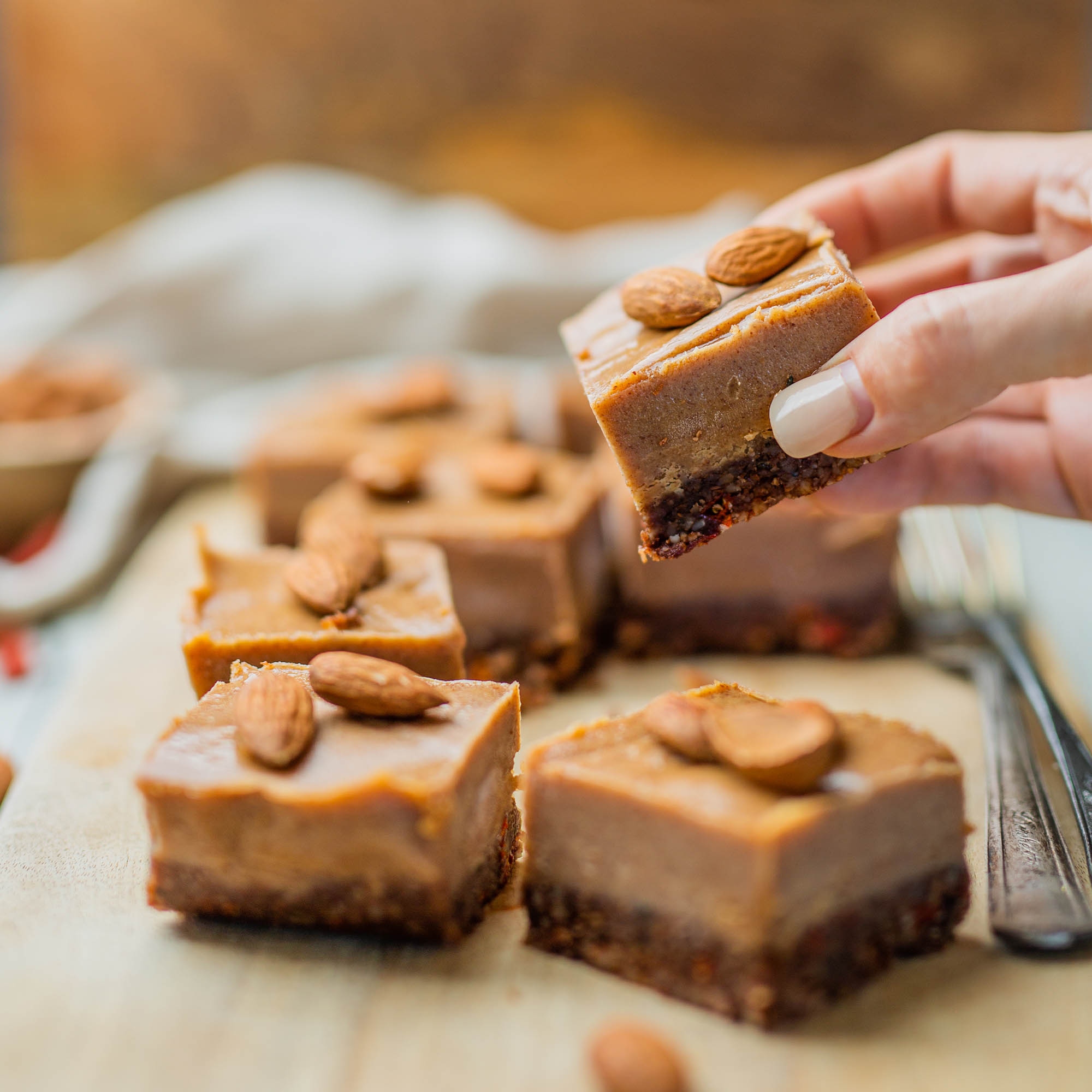 Vegan Toffee Almond Slice – No Dates