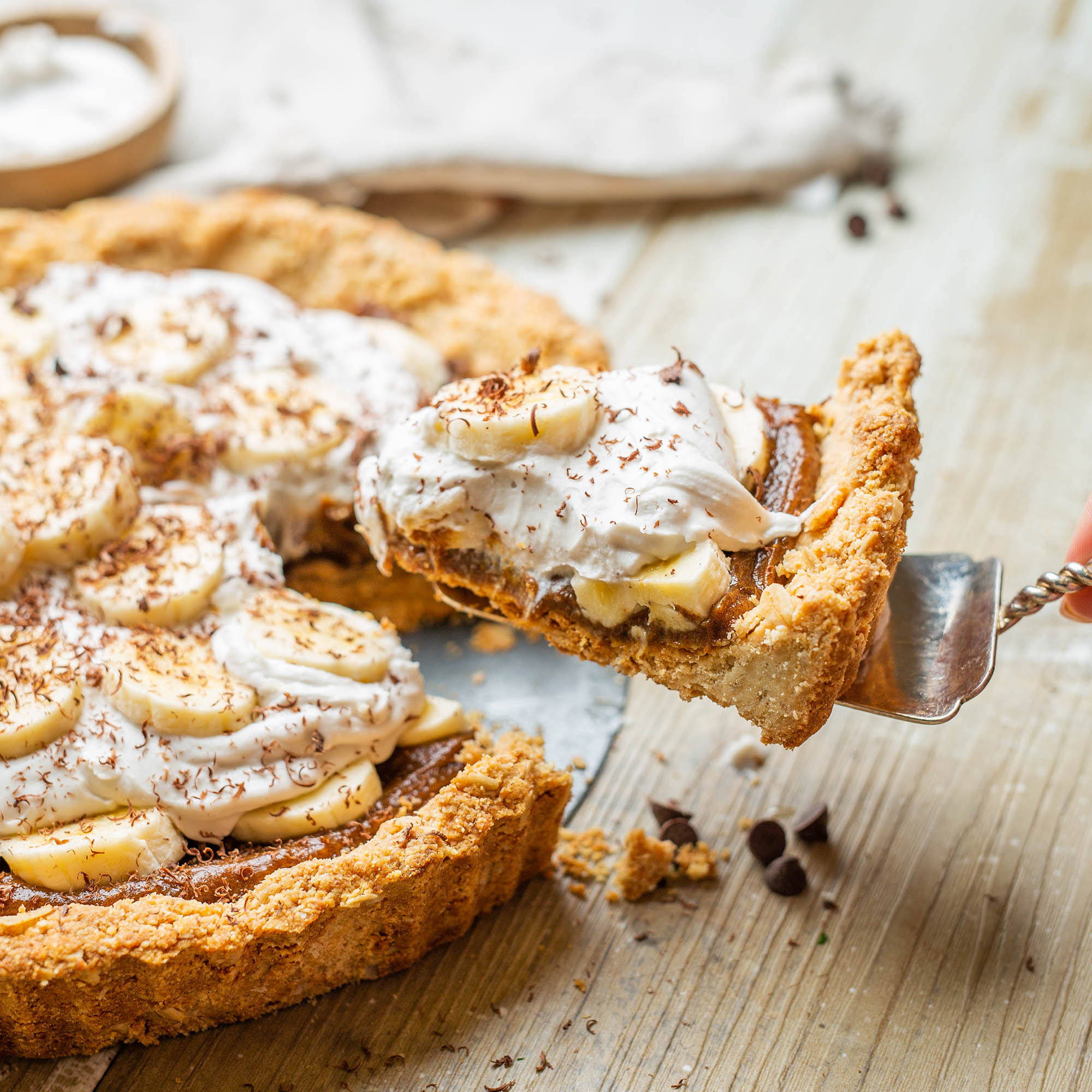 Vegan Refined Sugar Free Almond Banoffee Pie